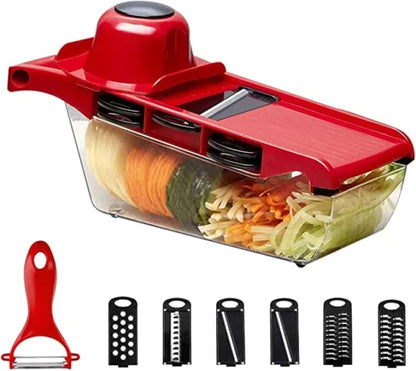 10-in-1 Mandoline Slicer & Vegetable Cutter – Stainless Steel Blade Manual Grater, Dicer, Peeler for Potato, Carrot & Cheese