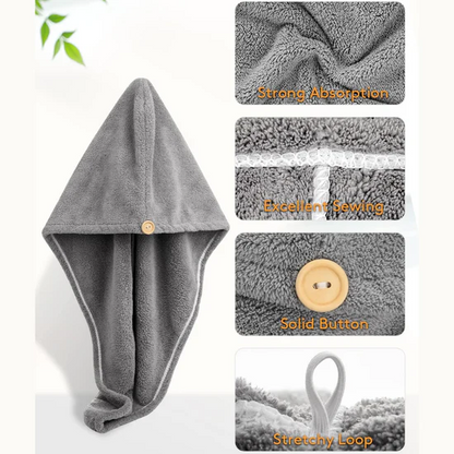 Microfiber Hair Drying Cap Towel.