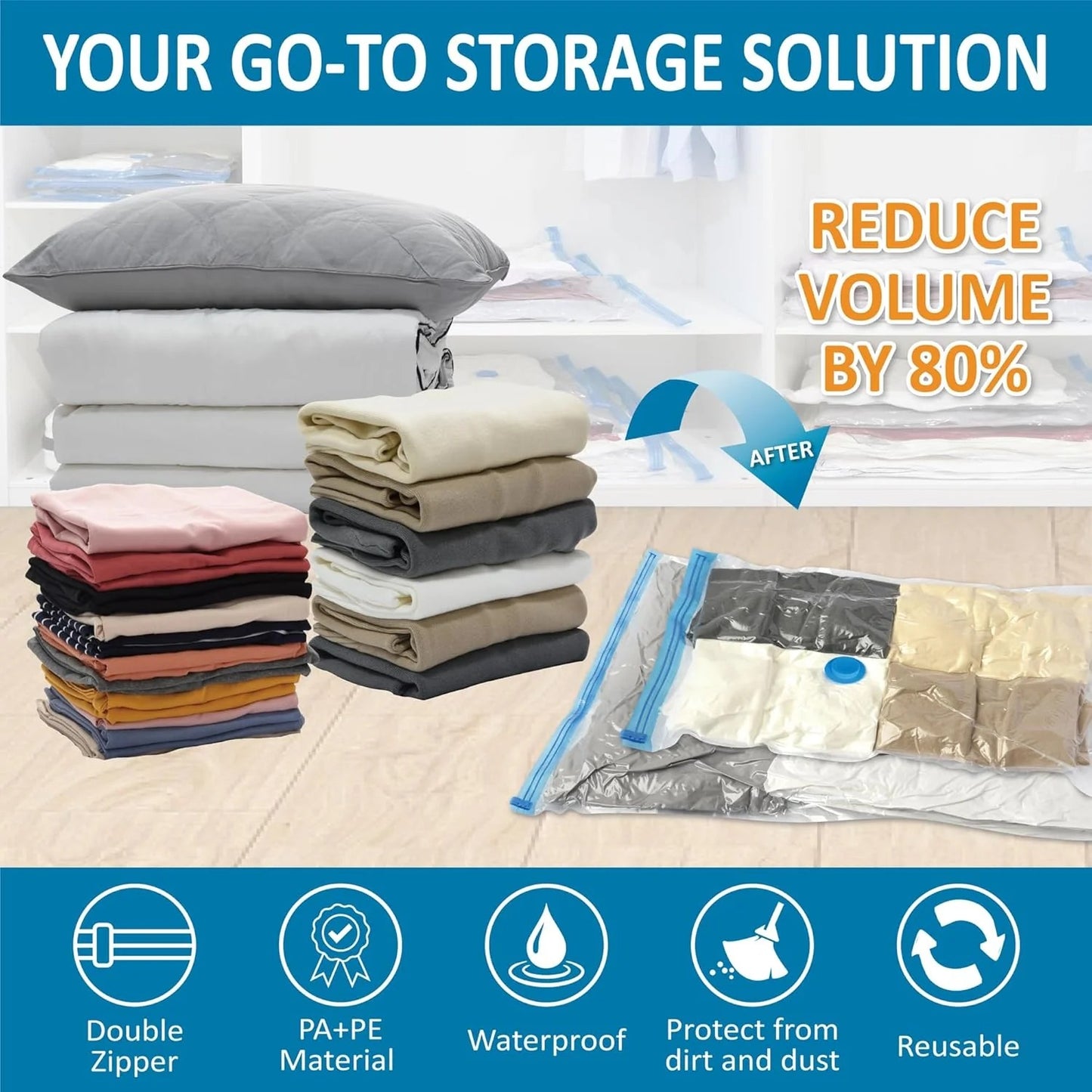 Vacuum Storage Bags with Hand Pump – Save Space & Protect Clothes